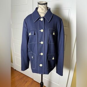 J Crew Tailored jacket with contrast stitch navy blue NWT